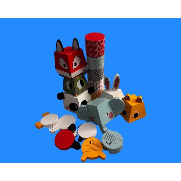 6 Manhattan Toy Mix And Match Magnetic Stacker Animals Fox Panda Elephant Bunny - Picture 1 of 7